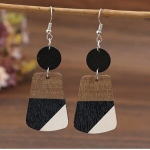 Bohemian Tri Color Wood Earrings